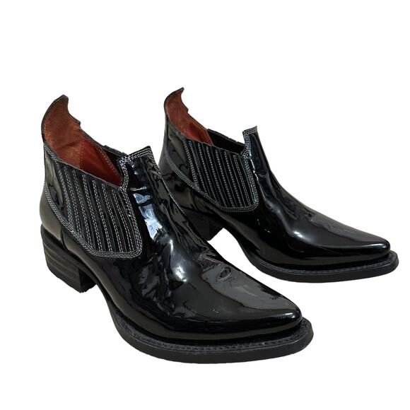 Acne studios gabby western short bootS black patent leather size‎ 35 $700 - Picture 1 of 7